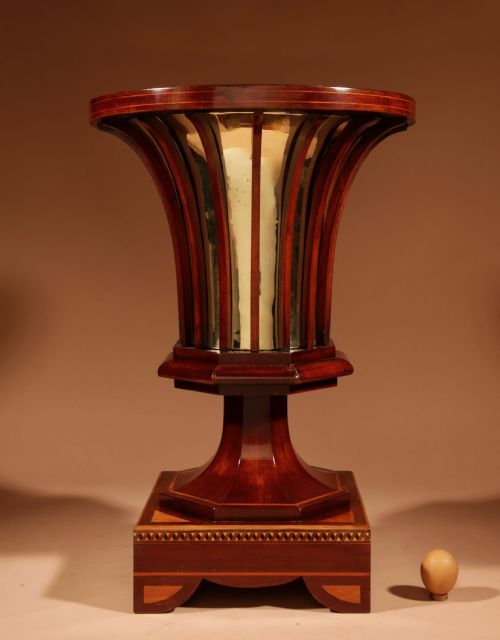 EXCEPTIONAL AND BEAUTIFUL IMPRESSIVE MAHOGANY INLAID TEA STOVE PEAT BUCKET KNITTING BASKET JARDINIERE - ADDITIONAL PHOTO 6