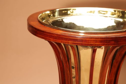 EXCEPTIONAL AND BEAUTIFUL IMPRESSIVE MAHOGANY INLAID TEA STOVE PEAT BUCKET KNITTING BASKET JARDINIERE - ADDITIONAL PHOTO 10