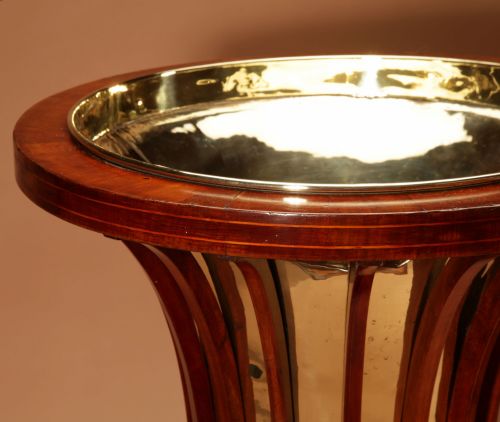 EXCEPTIONAL AND BEAUTIFUL IMPRESSIVE MAHOGANY INLAID TEA STOVE PEAT BUCKET KNITTING BASKET JARDINIERE - ADDITIONAL PHOTO 11