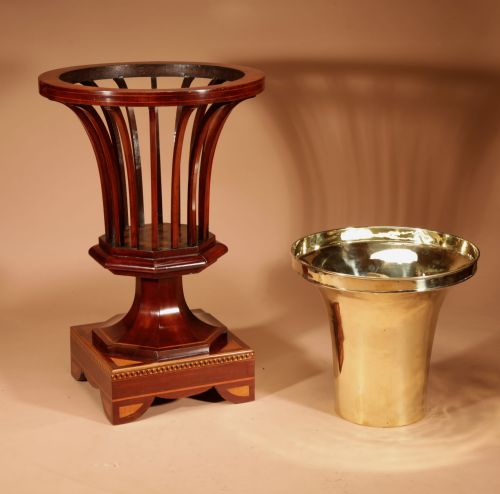 EXCEPTIONAL AND BEAUTIFUL IMPRESSIVE MAHOGANY INLAID TEA STOVE PEAT BUCKET KNITTING BASKET JARDINIERE - ADDITIONAL PHOTO 14