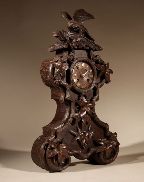 INTERESTING BLACK FOREST WALNUT MANTEL CLOCK IN THE FRENCH ROCOCO STYLE GERMANSWISS CIRCA 1850 - ADDITIONAL PHOTO 3