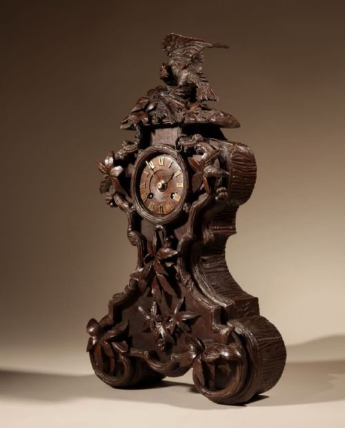 INTERESTING BLACK FOREST WALNUT MANTEL CLOCK IN THE FRENCH ROCOCO STYLE GERMANSWISS CIRCA 1850 - ADDITIONAL PHOTO 5