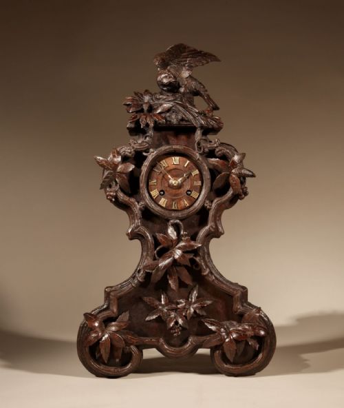 INTERESTING BLACK FOREST WALNUT MANTEL CLOCK IN THE FRENCH ROCOCO STYLE GERMANSWISS CIRCA 1850 - ADDITIONAL PHOTO 6