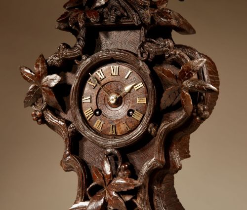 INTERESTING BLACK FOREST WALNUT MANTEL CLOCK IN THE FRENCH ROCOCO STYLE GERMANSWISS CIRCA 1850 - ADDITIONAL PHOTO 10