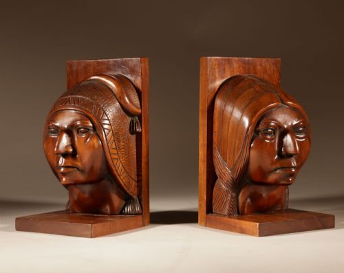 ART DECO PAIR OF HARDWOOD SCULPTUREBOOKENDS SIGNED V RAMIREZ BOLIVIA CIRCA 192040 - ADDITIONAL PHOTO 2