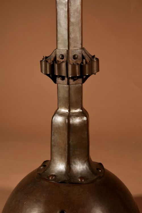 IMPRESSIVE LARGE AMSTERDAM SCHOOL PRICKET COPPER CANDLESTICK - ADDITIONAL PHOTO 3