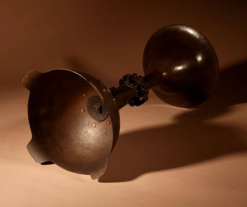 IMPRESSIVE LARGE AMSTERDAM SCHOOL PRICKET COPPER CANDLESTICK - ADDITIONAL PHOTO 6