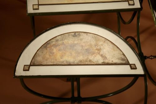 EXCEPTIONAL FOUR PARTS ART DECO WROUGHT IRON BRASS AND ORIGINAL GLASS FRENCH COFFEE TABLE - ADDITIONAL PHOTO 8