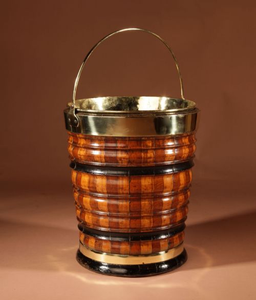 A VERY DECORATIVE ORIGINAL COOPERED PEAT TEA BUCKET JARDINIRE TEA STOVE - ADDITIONAL PHOTO 1