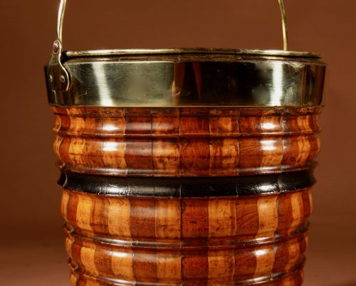 A VERY DECORATIVE ORIGINAL COOPERED PEAT TEA BUCKET JARDINIRE TEA STOVE - ADDITIONAL PHOTO 2