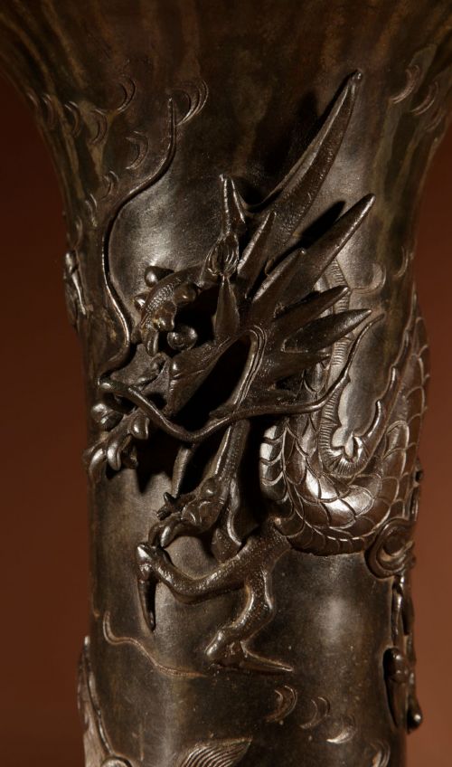 IMPRESSIVE JAPANESE BRONZE DRAGON TABLE LAMP MEIJI PERIOD 18681912 - ADDITIONAL PHOTO 2