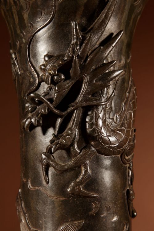 IMPRESSIVE JAPANESE BRONZE DRAGON TABLE LAMP MEIJI PERIOD 18681912 - ADDITIONAL PHOTO 8