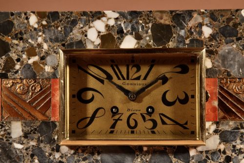 IMPRESSIVE MARBLE ART DECO CLOCK GARNITURE FRENCH CIRCA 1900 - ADDITIONAL PHOTO 2