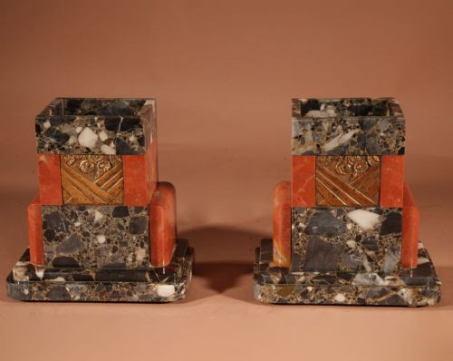 IMPRESSIVE MARBLE ART DECO CLOCK GARNITURE FRENCH CIRCA 1900 - ADDITIONAL PHOTO 7