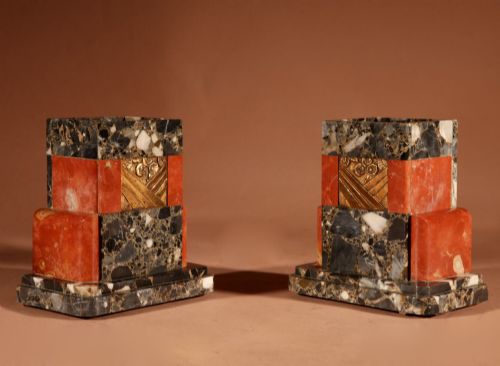 IMPRESSIVE MARBLE ART DECO CLOCK GARNITURE FRENCH CIRCA 1900 - ADDITIONAL PHOTO 8