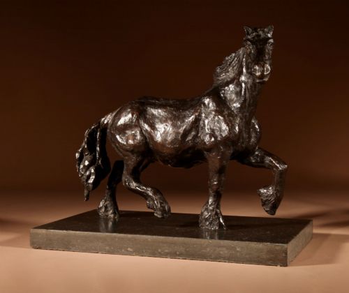 Draft Horse, a Powerful Bronze Sculpture in the Style of Renee Sintenis 1888-1965.