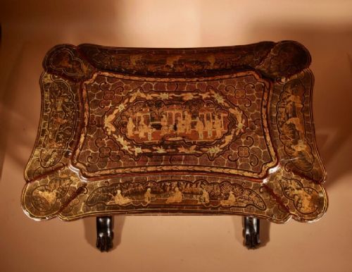 A ORIGINALLY LACQUERED SEWINGWORK TABLE STILL WITH THE ORIGINAL GOLD PAINT WORK CHINESE 19TH CENTURY - ADDITIONAL PHOTO 4