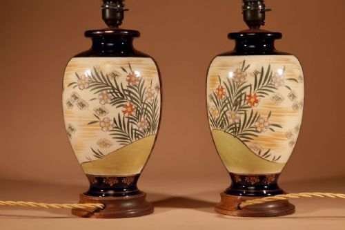 VERY DECORATIVE REAL PAIR OF JAPANESE SATSUMA TABLE LAMPS - ADDITIONAL PHOTO 2