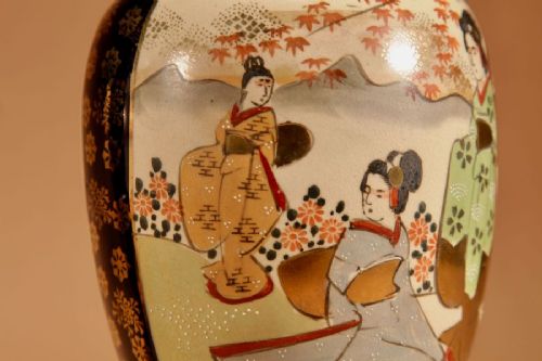 VERY DECORATIVE REAL PAIR OF JAPANESE SATSUMA TABLE LAMPS - ADDITIONAL PHOTO 3