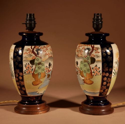 VERY DECORATIVE REAL PAIR OF JAPANESE SATSUMA TABLE LAMPS - ADDITIONAL PHOTO 5
