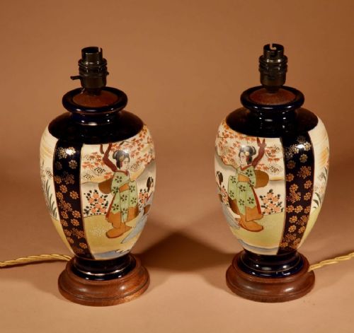 VERY DECORATIVE REAL PAIR OF JAPANESE SATSUMA TABLE LAMPS - ADDITIONAL PHOTO 7