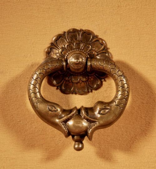 A Very Decorative Original Bronze 18th Century Complete Continental Door Knocker.
