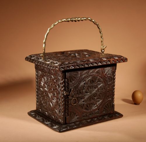 Interesting Finally Oak Chip Carved Foot Stove, Possibly Frisian.