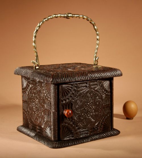 Interesting Finally Oak Chip Carved Foot Stove, Possibly Frisian.