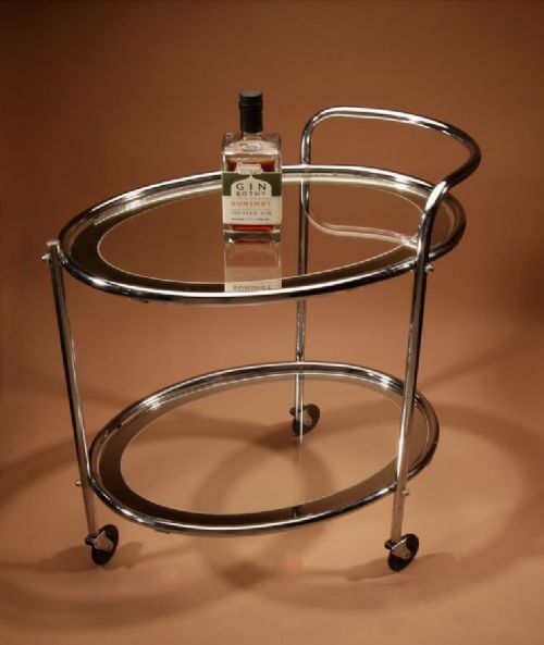 Original 1930s Art Deco Chrome and Mirror Modernist Cocktail Trolley.
