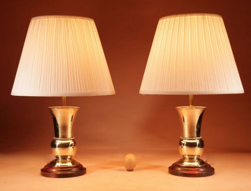 A Pair of Elegant Brass Table Lamps Circa 1900-20 