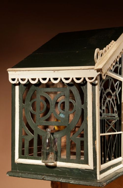 A Very Decorative Fretwork Table/Wall Hanging Birdcage Dated 1914. View VI