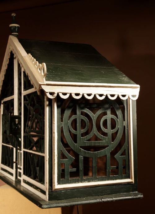A Very Decorative Fretwork Table/Wall Hanging Birdcage Dated 1914. View IX