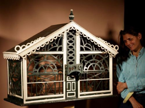 A Very Decorative Fretwork Table/Wall Hanging Birdcage Dated 1914.