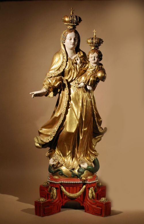 A Finely Carved and Original Gilded Sculpture of Madonna and Child, Circa 1760