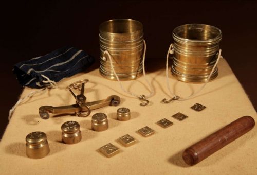 Interesting and Rare Dutch Brass Bushel Balance Complete Set 1846.