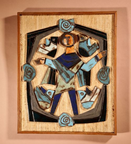  Interesting Ceramic Wall Relief Painting by Henk Potters Dutch 1967.