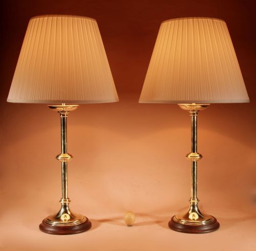 A Very Decorative Pair Of brass Table Lamps In The Plane Gothic Style.