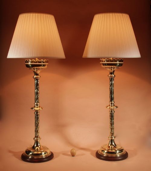 A Pair of Impressive Large Brass Gothic Style Table Lamps.