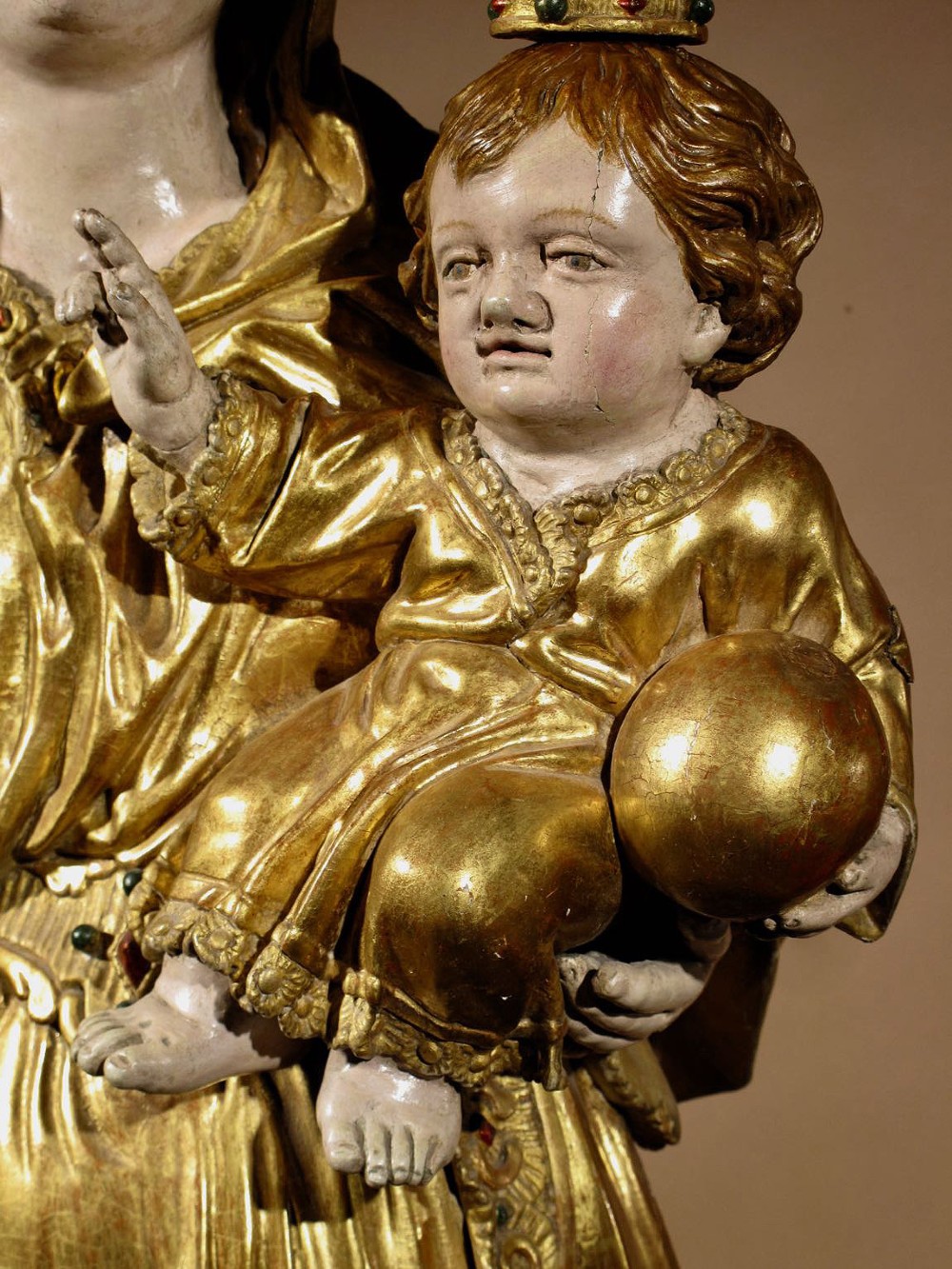 A finely carved and original gilded Sculpture of Madonna and child, circa 1760 View V