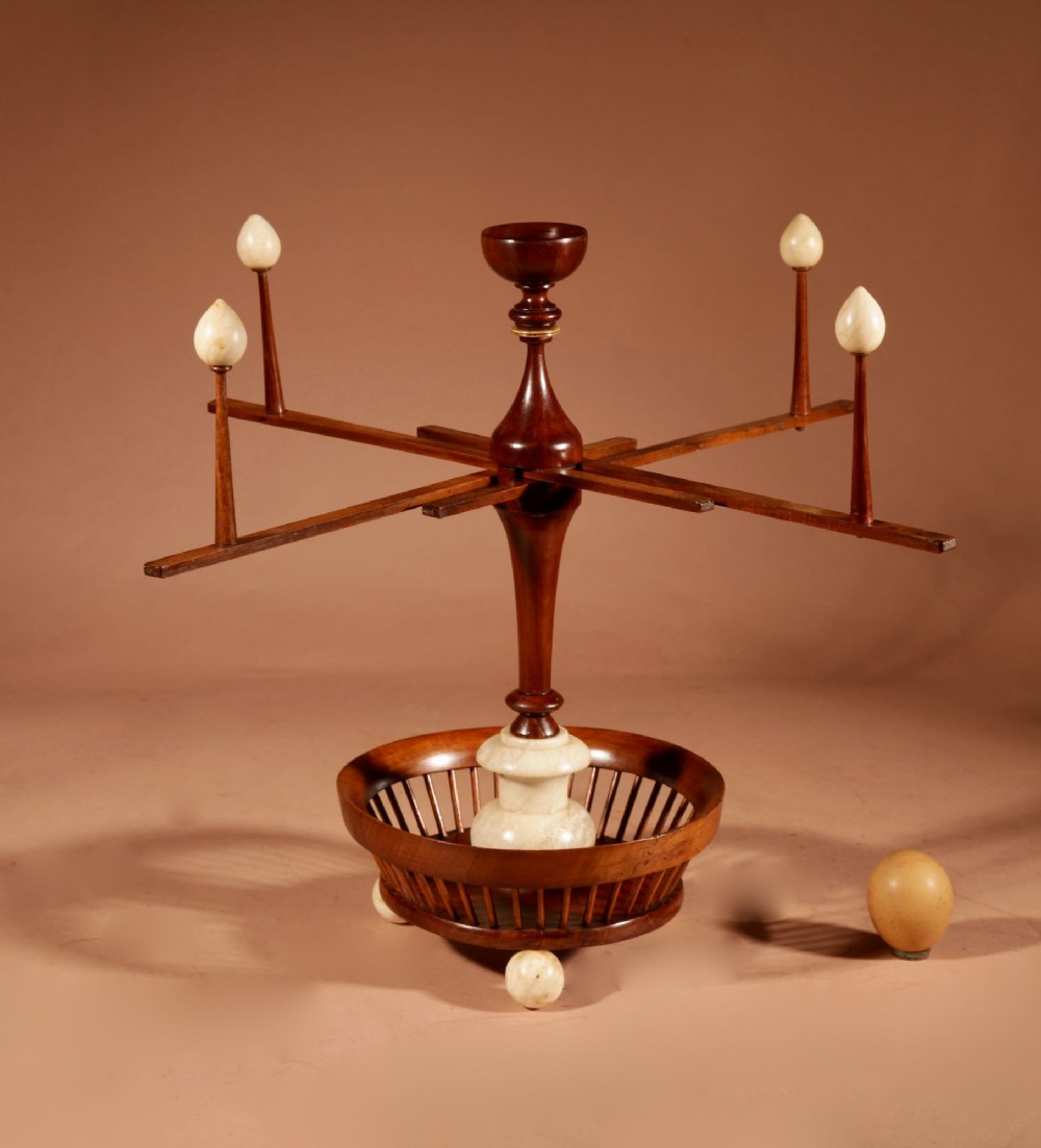 A Fine Very Rare Fruitwood And Alabaster Wool Winder Anglo Dutch Circa 1850 View II