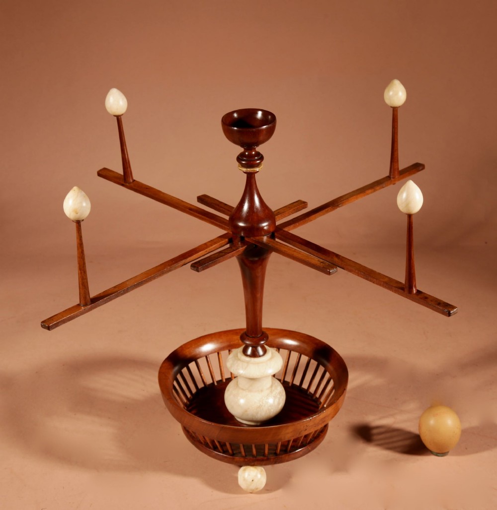 A Fine Very Rare Fruitwood And Alabaster Wool Winder Anglo Dutch Circa 1850 View III