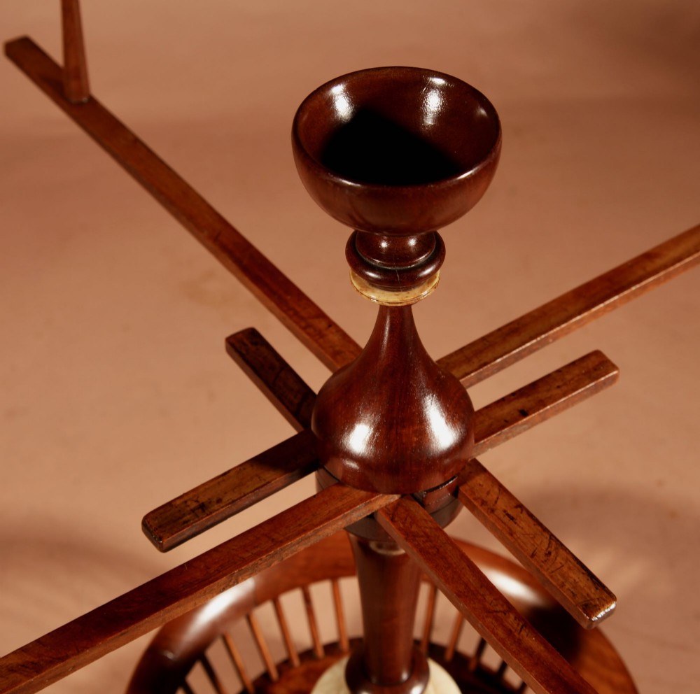 A Fine Very Rare Fruitwood And Alabaster Wool Winder Anglo Dutch Circa 1850 View VII