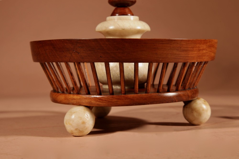 A Fine Very Rare Fruitwood And Alabaster Wool Winder Anglo Dutch Circa 1850 View VIII