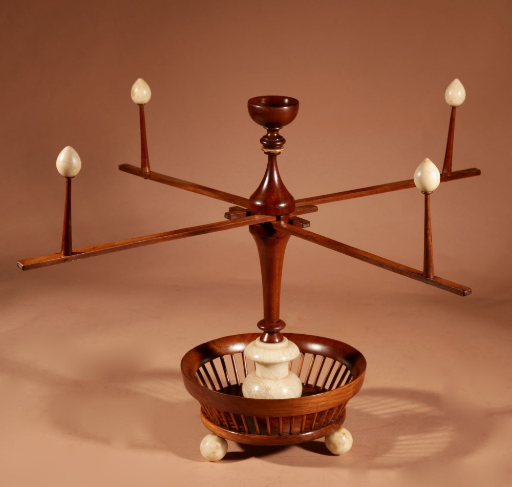 A Fine Very Rare Fruitwood And Alabaster Wool Winder Anglo Dutch Circa 1850 View XI
