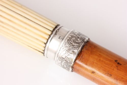 fig 2. Malacca, Silver & Ivory Walking Stick Cane. Hallmarked B&Co 1888