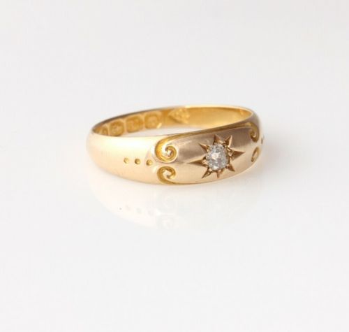 fig 1. 18ct Yellow Gold Diamond Gypsy Ring. Dated 1876. Size N.