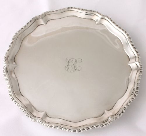 George III English Sterling Silver Salver / Card Tray Richard Rugg 1773