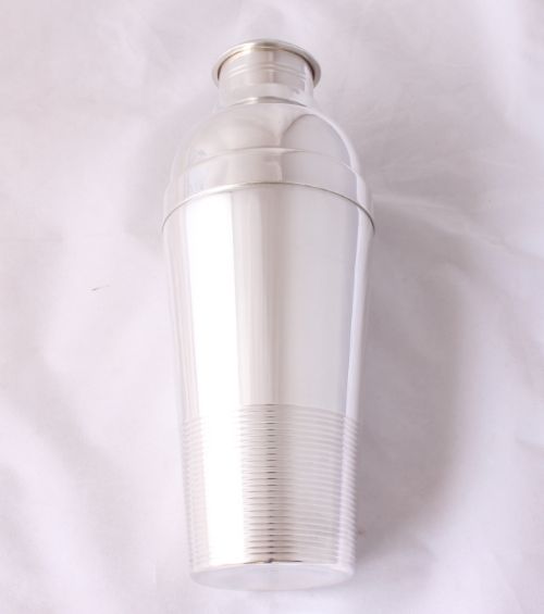 fig 1. Christofle Gallia France Large Silver Plate Cocktail Shaker. Luc Lanel Art Deco 1930's