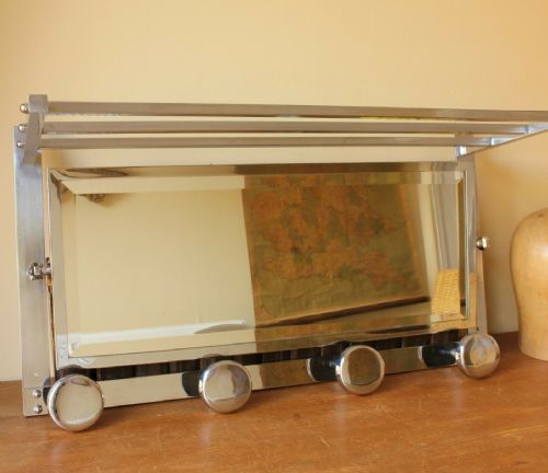 French Chrome Luggage Rack & Mirror Wall Shelf.
