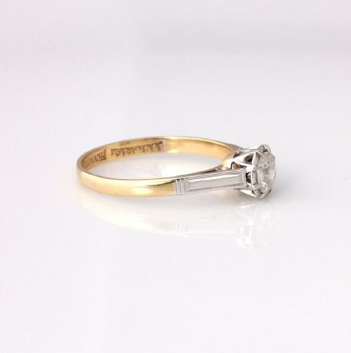 fig 1. 18ct Gold & Platinum Set Art Deco Solitaire Diamond Engagement Ring. 0.40ct.
